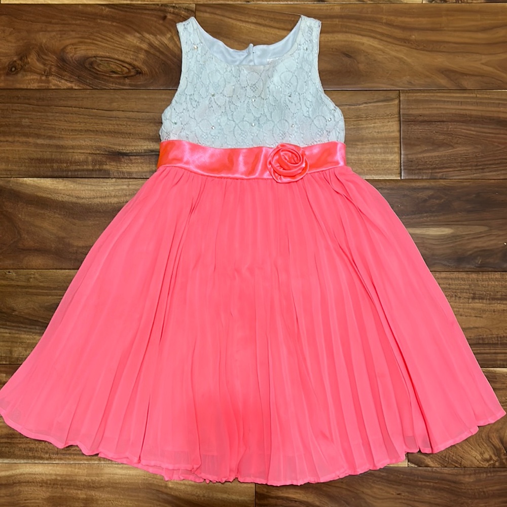 Pink Girls Pleated Dress